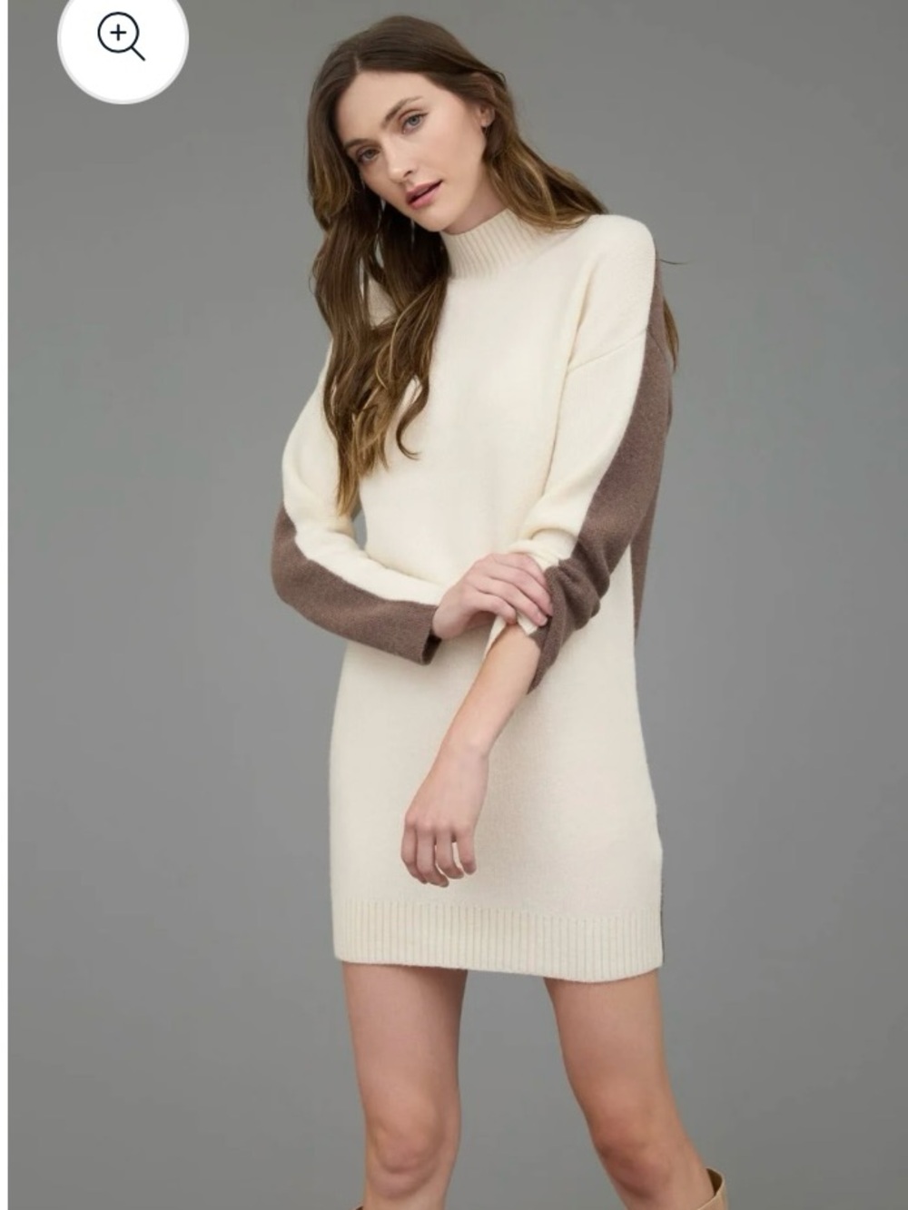 NWT-VICI Kendlyn Colorblock Turtleneck Mini Sweater Dress
- Ivory